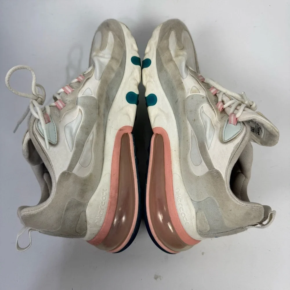 Nike Air Max 270 Epic React White & Pink Athletic Shoes Running Workout